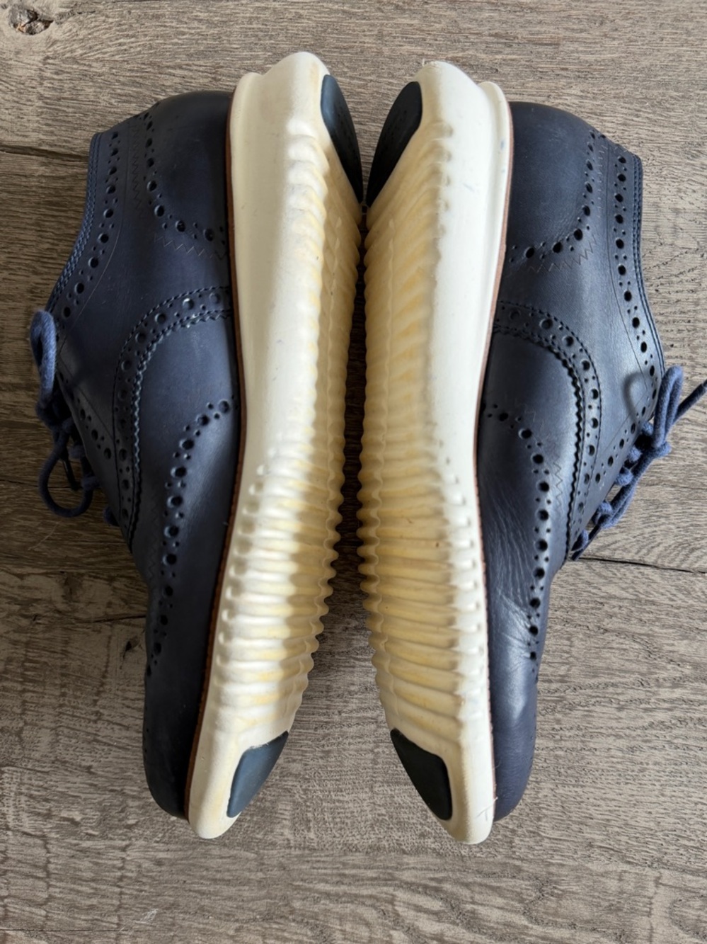 Cole Haan ZeroGrand Wingtip Oxford Navy Leather Shoes Men’s 7.5M - Picture 5 of 15